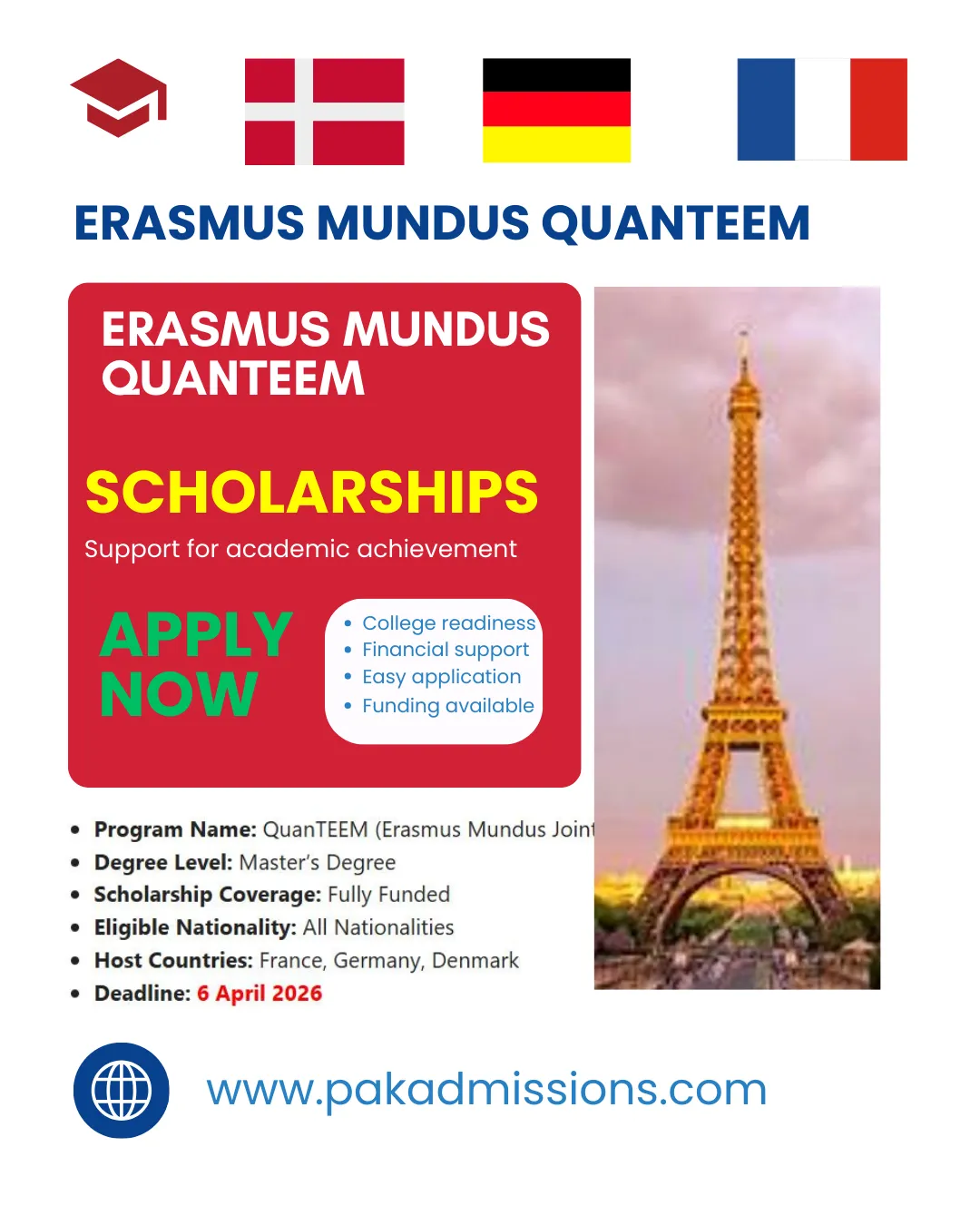 Erasmus Mundus QuanTEEM Scholarships Scholarship Information