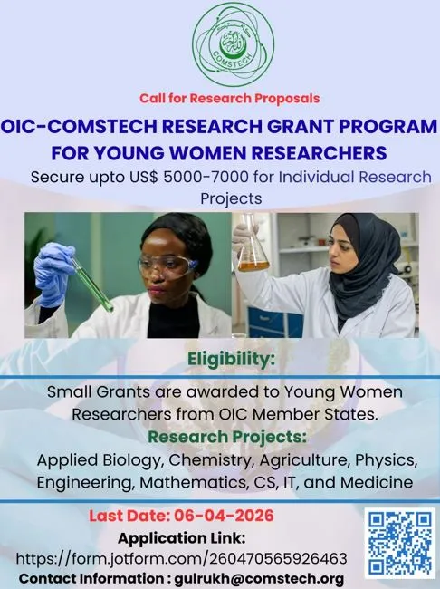 OIC-COMSTECH Research Grant for Young Women Researchers Scholarship Information