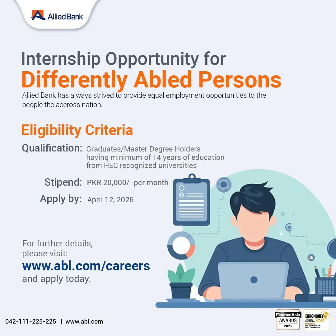 Allied Bank Internship for Differently Abled Persons Scholarship Information Allied Bank Internship for Differently Abled Persons Scholarship Information