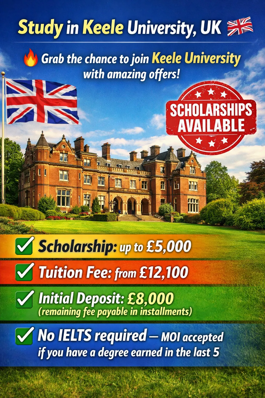 Keele University Scholarship for International Students Scholarship Information