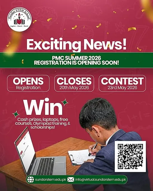 PMC Summer 2026 | Pakistan Math Contest | Win Cash Prizes & Laptops Scholarship Information PMC Summer 2026 | Pakistan Math Contest | Win Cash Prizes & Laptops Scholarship Information