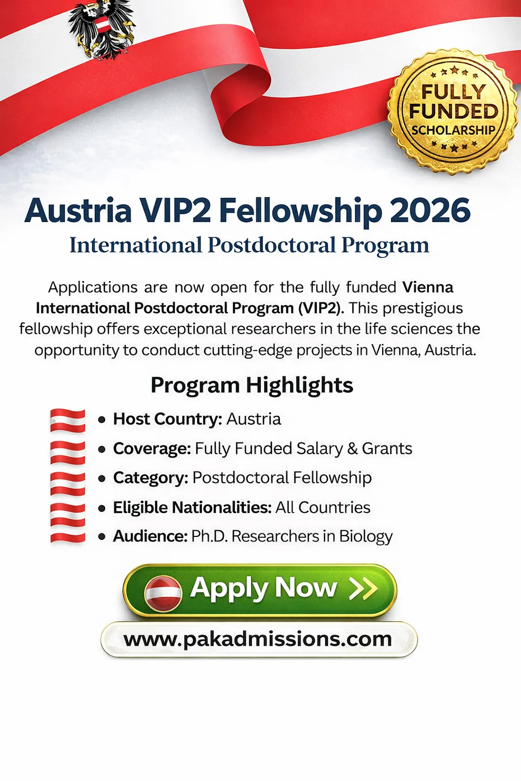 Austria VIP2 Fellowship Program in Life Sciences