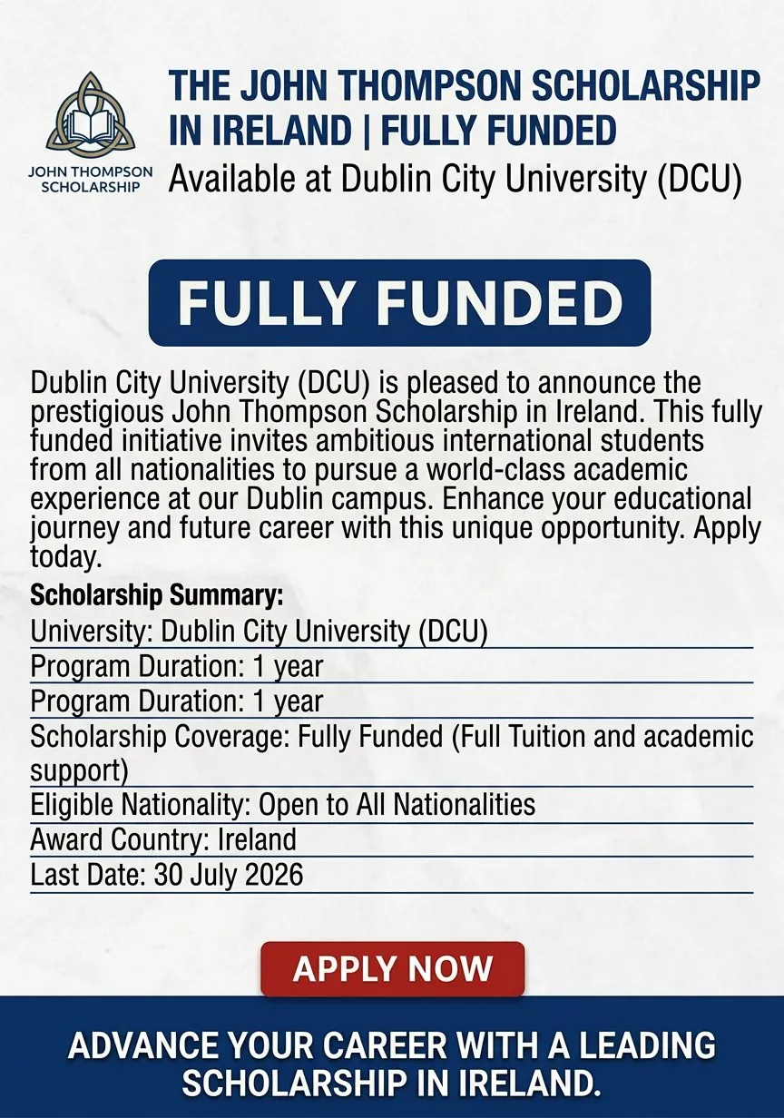 John Thompson Fully Funded Scholarship in Ireland