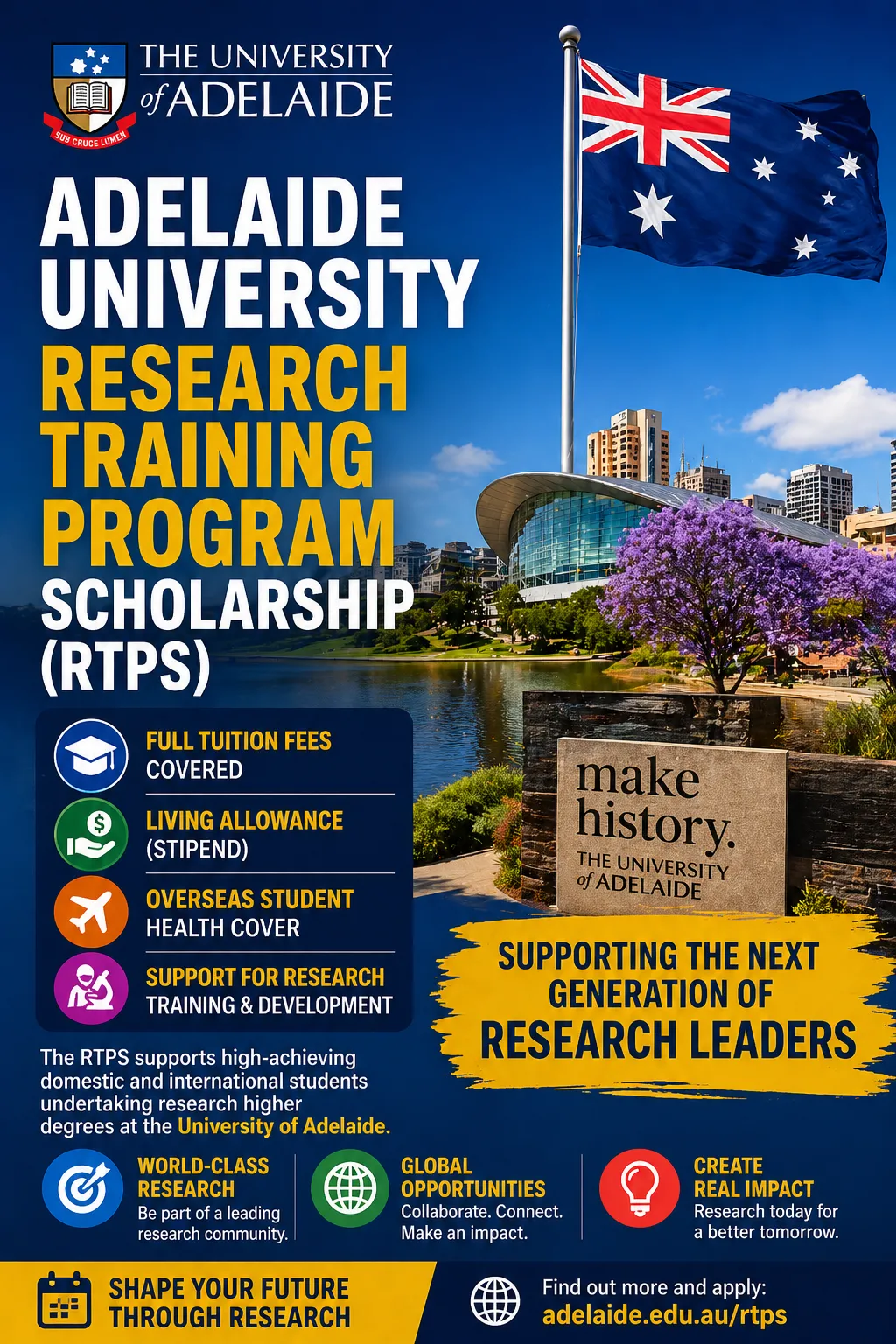 Adelaide University Research Training Program Scholarship (RTPS) Scholarship Information