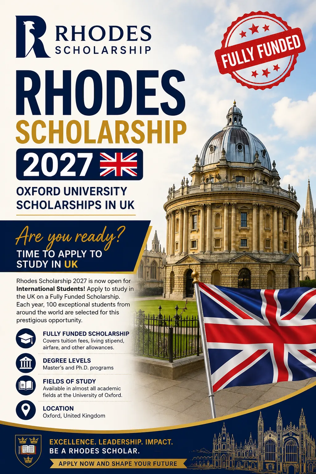Rhodes Scholarship 2027 at Oxford University Scholarship Information Rhodes Scholarship 2027 at Oxford University Scholarship Information