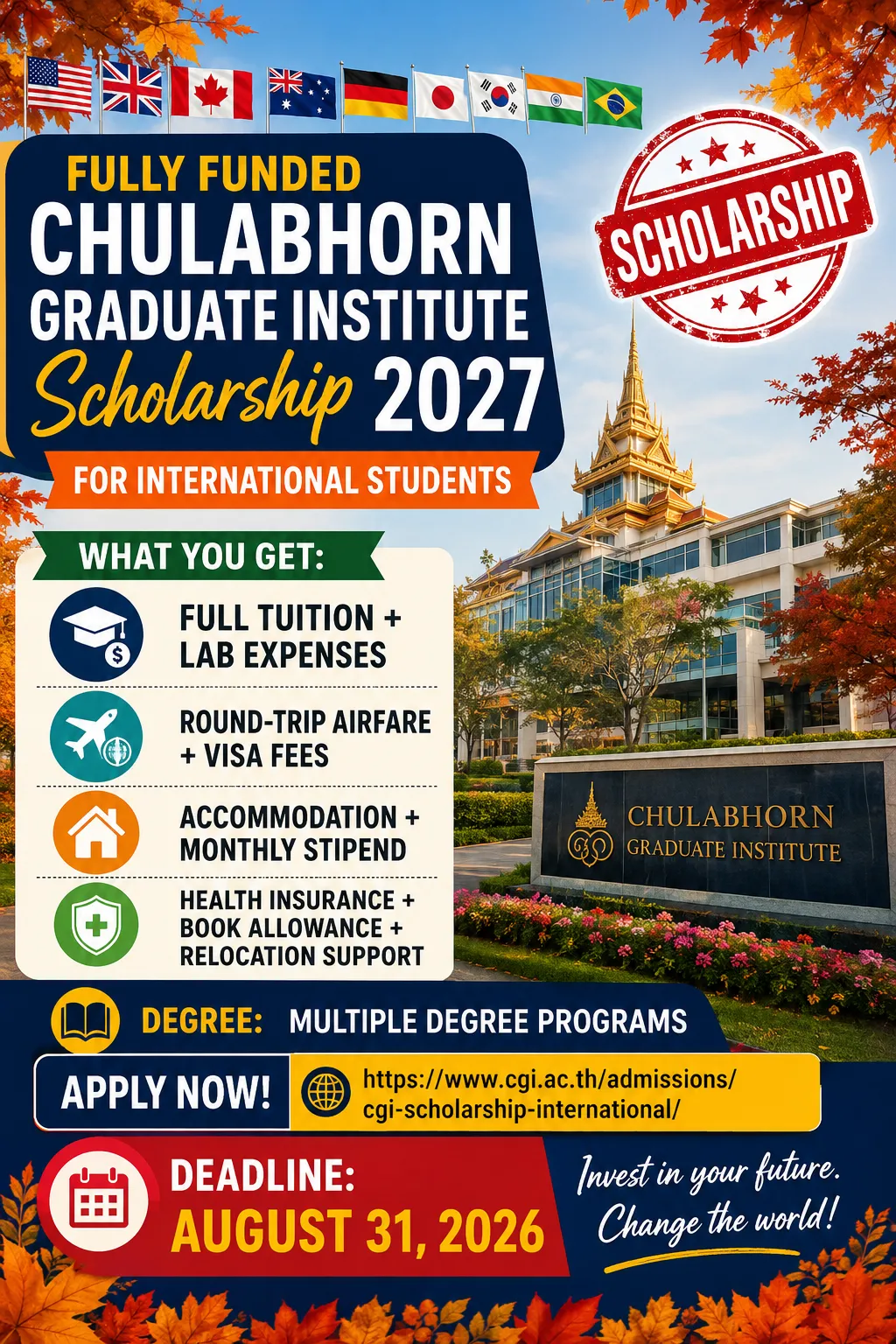 Chulabhorn Graduate Institute Scholarship in Thailand