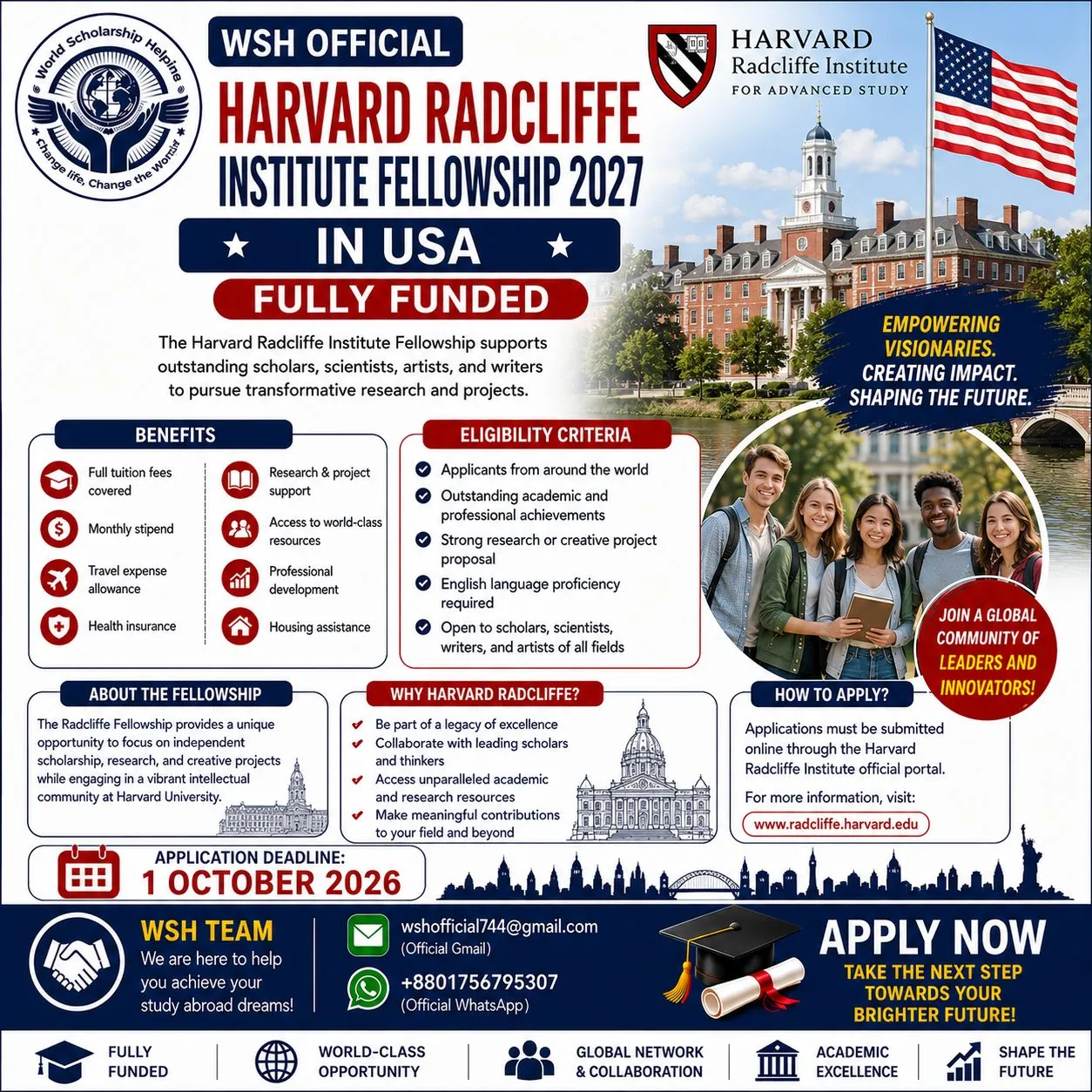 Harvard Radcliffe Institute Fellowship 2027 in USA Scholarship Information Harvard Radcliffe Institute Fellowship 2027 in USA Scholarship Information