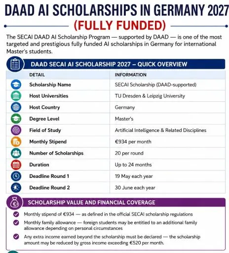 SECAI DAAD AI Scholarship 2027 – Fully Funded Scholarship Information