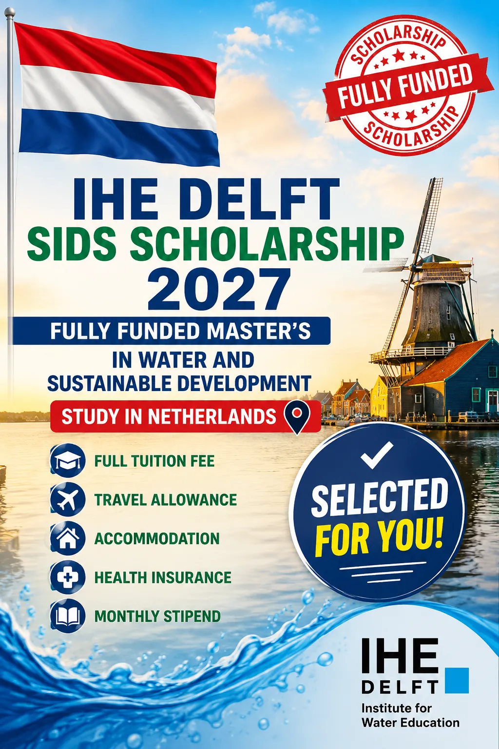 IHE Delft SIDS Scholarship in Netherlands