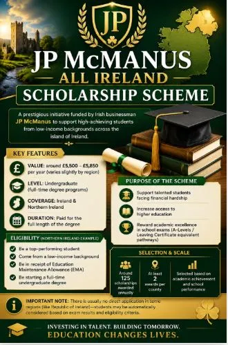 JP McManus All Ireland Scholarship Scheme Scholarship Information