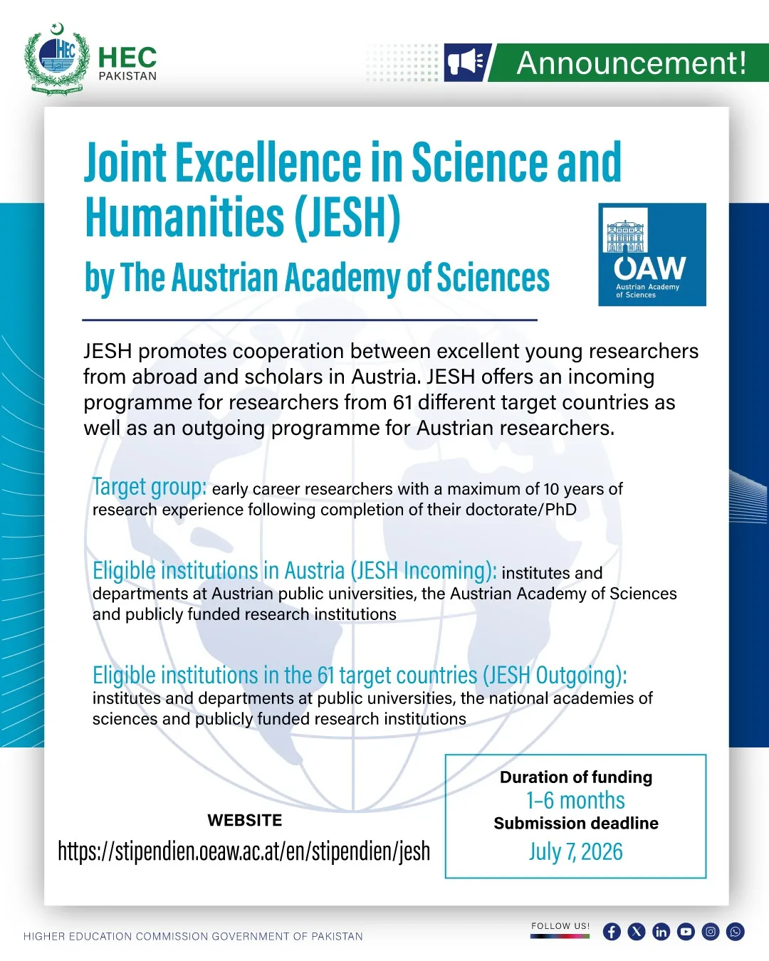 JESH Programme 2026 Fully Funded Research Stay in Austria Scholarship Information