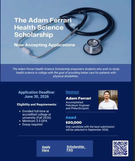 Adam Ferrari Health Science Scholarship  Scholarship Information