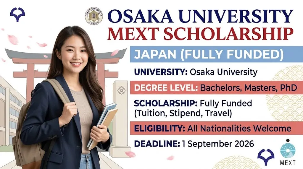 Osaka University MEXT Scholarship for UG, Master’s & PhD