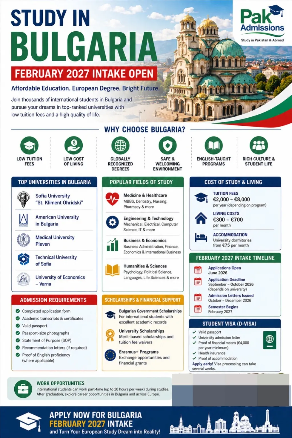 Study in Bulgaria  Scholarship Information