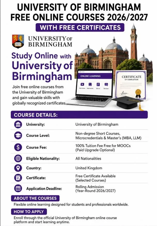 University of Birmingham Free Online Courses Scholarship Information University of Birmingham Free Online Courses Scholarship Information