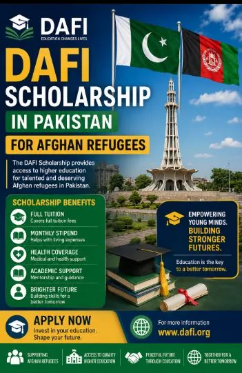 DAFI Scholarship in Pakistan for Afghan Refugees Scholarship Information DAFI Scholarship in Pakistan for Afghan Refugees Scholarship Information