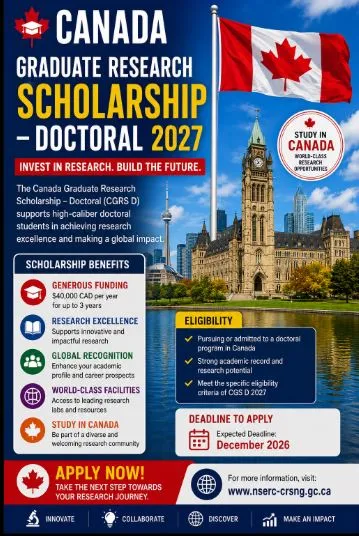 Canada Graduate Research Scholarship Doctoral Scholarship Information