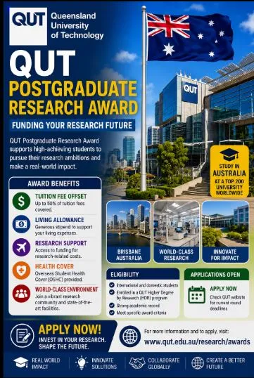 QUT Postgraduate Research Award  Scholarship Information