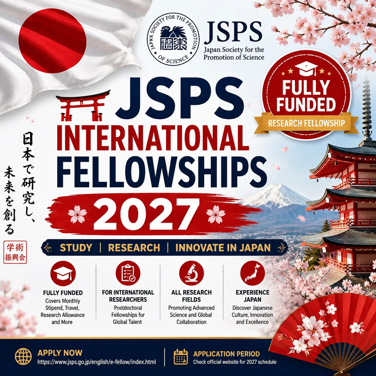 JSPS International Fully Funded Japan Fellowships Scholarship Information JSPS International Fully Funded Japan Fellowships Scholarship Information