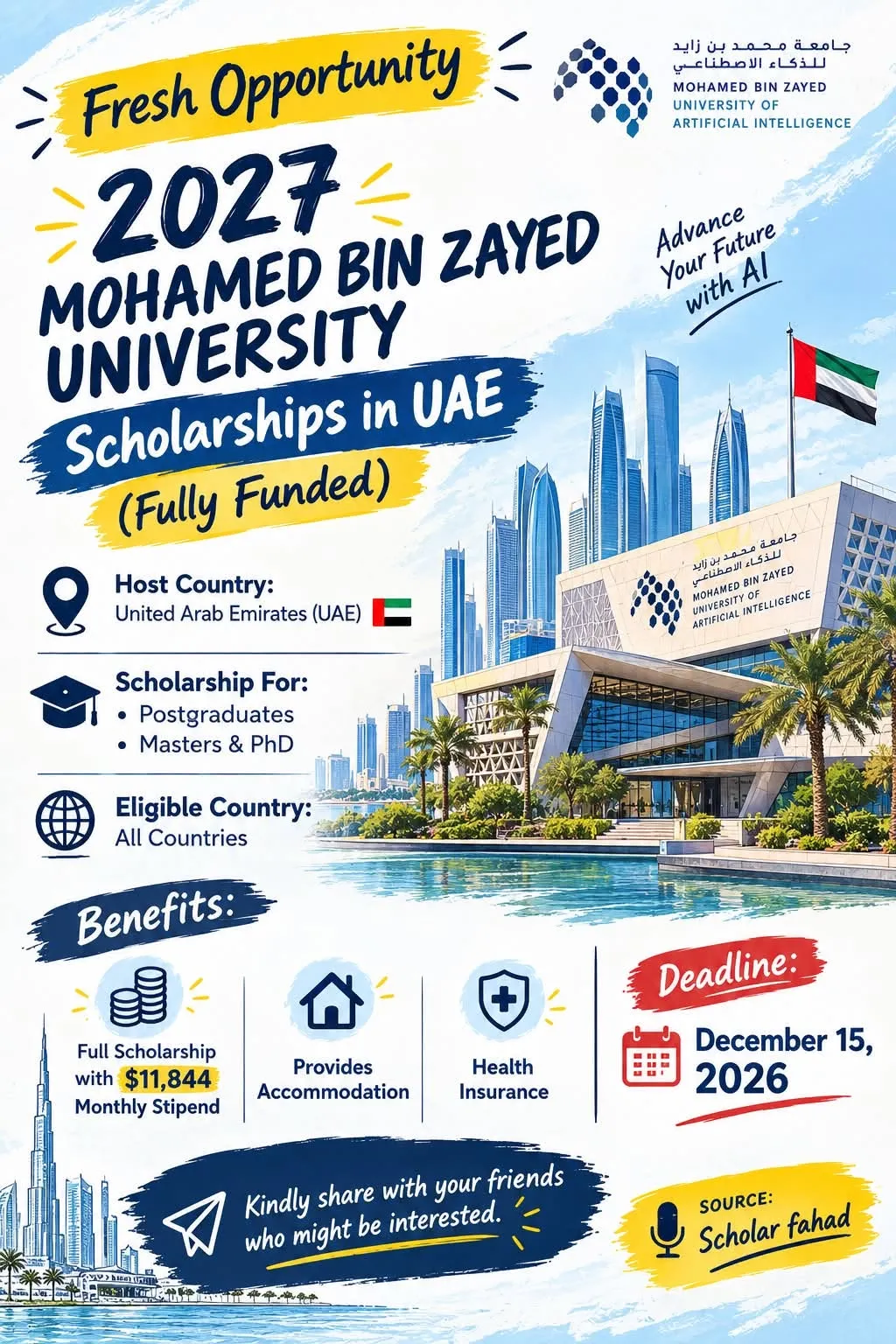 MBZUAI Scholarships 2027 | Fully Funded UAE Scholarship Scholarship Information MBZUAI Scholarships 2027 | Fully Funded UAE Scholarship Scholarship Information