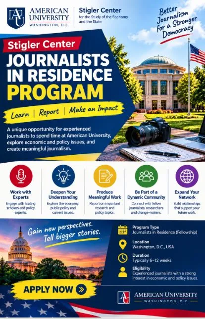 Stigler Center Journalists in Residence Program Scholarship Information Stigler Center Journalists in Residence Program Scholarship Information