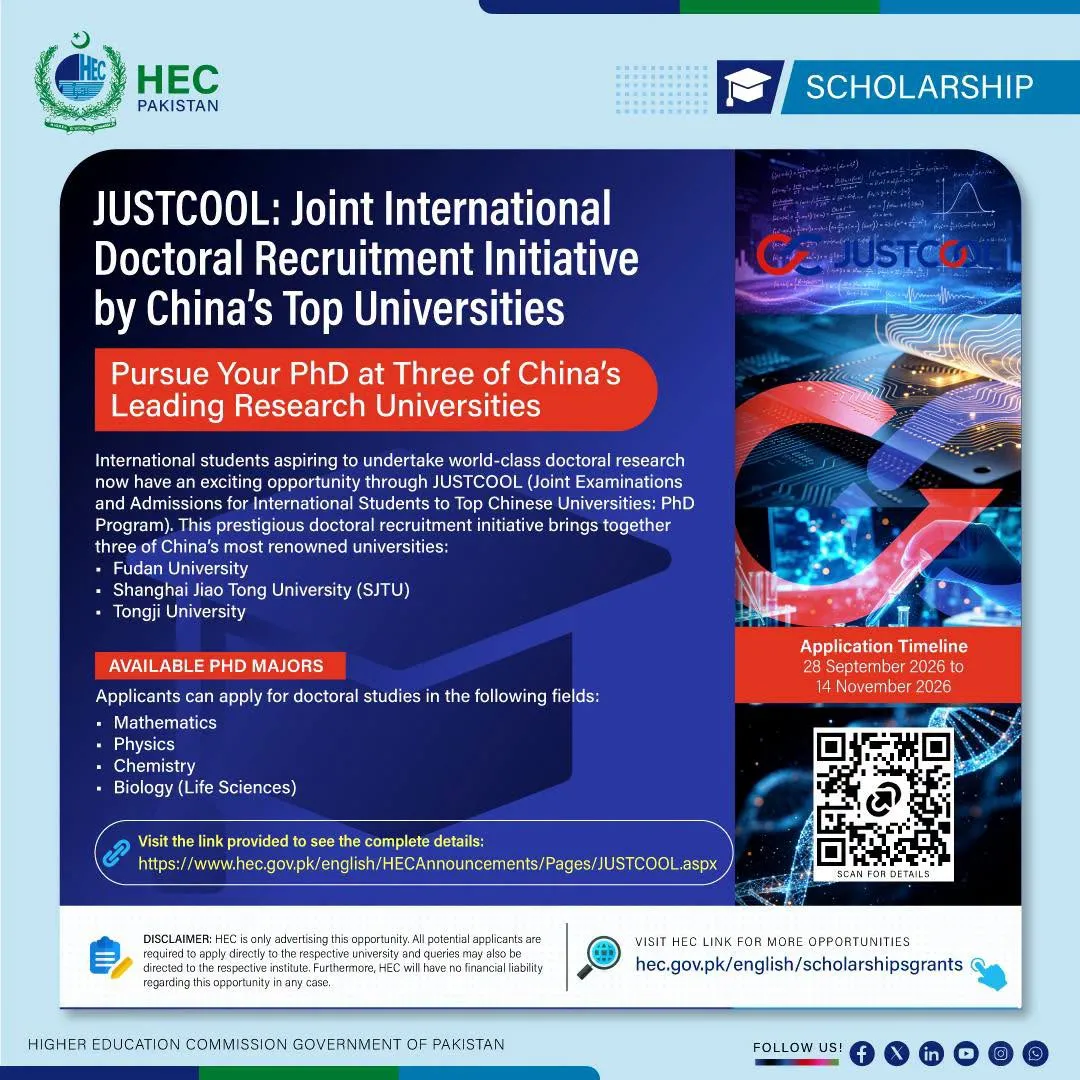 JUSTCOOL PhD Program 2027 Fully Funded Doctoral Studies at China Scholarship Information JUSTCOOL PhD Program 2027 Fully Funded Doctoral Studies at China Scholarship Information